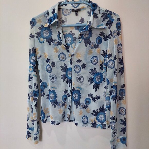 MEXX See Through Y2K Semi Mesh Women Button Up Shirt , US 8/FR L - Picture 1 of 8
